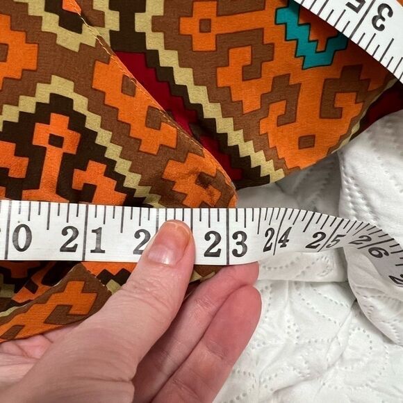 Linea Louis Dell O'lio Southwest Western Silk Blouse Art orange red large - Picture 10 of 11